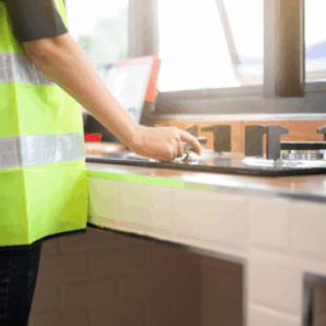 Surveyor inspecting a residential property